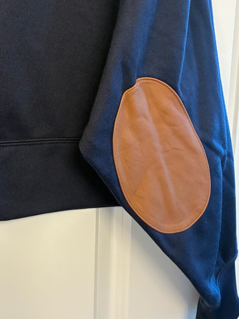 NWOT POLO RALPH LAUREN Boxy Suede-Patch French Terry Sweatshirt Navy Size Large - Picture 6 of 13